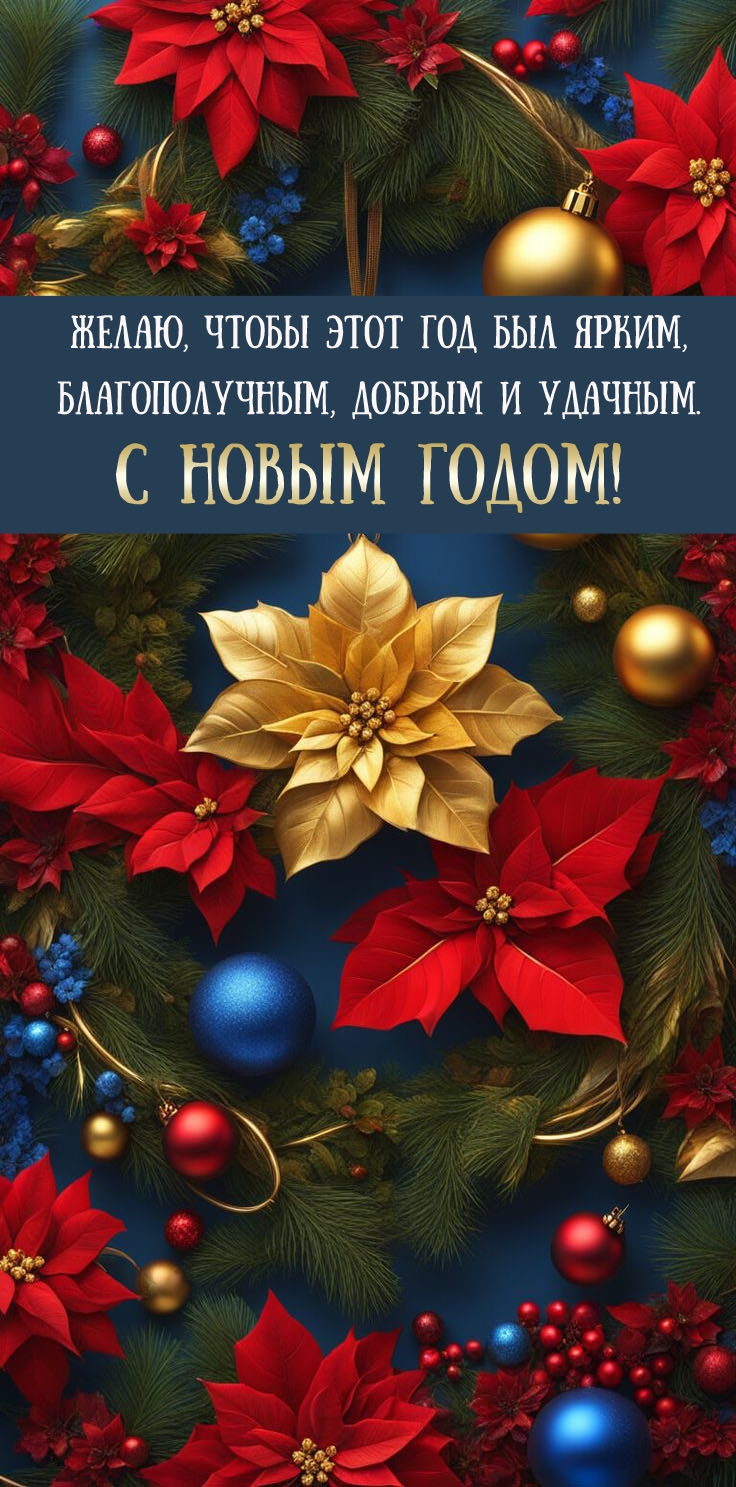 Картинка: Желаю, чтобы этот год был ярким, благополучным, добрым и удачным.